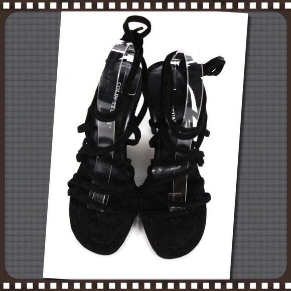 Colin Stuart Black Suede Strap Heels 8.5 - Picture 2 of 5